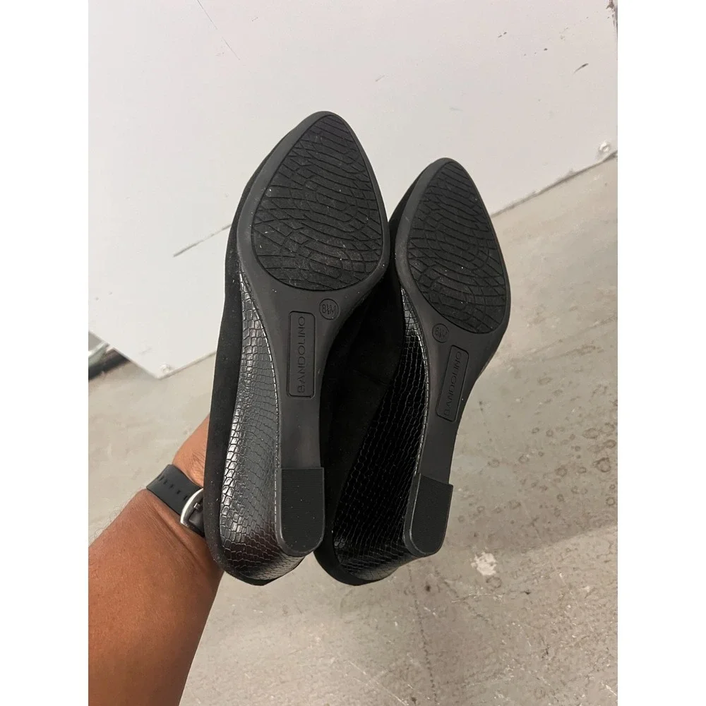 Bandolino Franci Dress Pumps Womens US 8.5M Black Almond Toe Slip On Wedge Heel - Picture 9 of 13